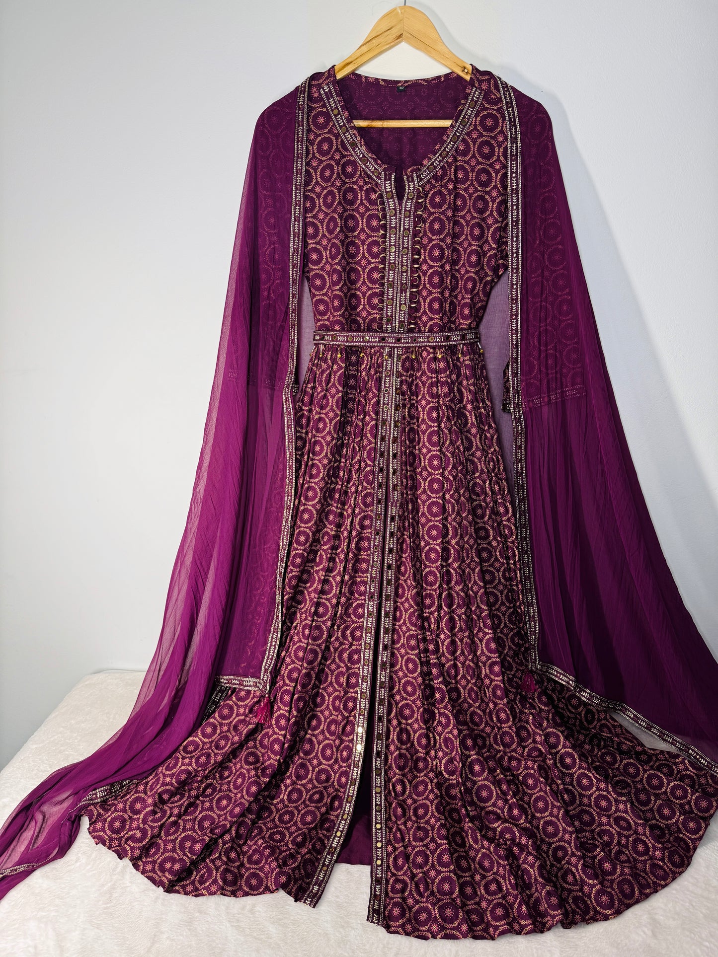 Front slit Anarkali gown